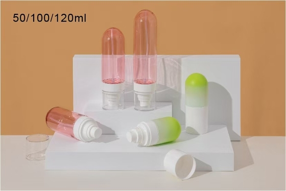 العناية الشخصية الفارغة مقلوبة بلاستيكية زجاجة رش 50ml 100ml و 120ml مع الطابع الساخن ختم التسليم والختم فوق البنفسجي