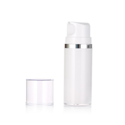 مخزون كريم أبيض بلاستيكي مضخة بلا هواء زجاجة لوشن تنظيف الوجه ومصل العناية بالبشرة 50ml / 100ml / 150ml طباعة الشاشة