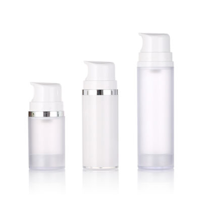 مخزون كريم أبيض بلاستيكي مضخة بلا هواء زجاجة لوشن تنظيف الوجه ومصل العناية بالبشرة 50ml / 100ml / 150ml طباعة الشاشة