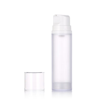 مخزون كريم أبيض بلاستيكي مضخة بلا هواء زجاجة لوشن تنظيف الوجه ومصل العناية بالبشرة 50ml / 100ml / 150ml طباعة الشاشة